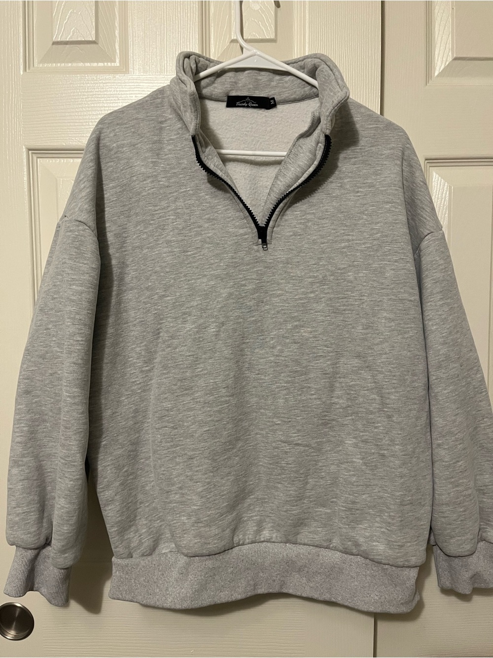 Unisex Light Gray Quarter-Zip Pullover Sweater